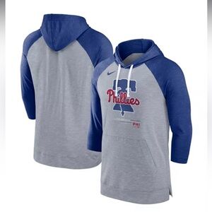 Philadelphia Phillies Mens Baseball Raglan Nike Pullover Hoodie XL 3/4 Sleeve